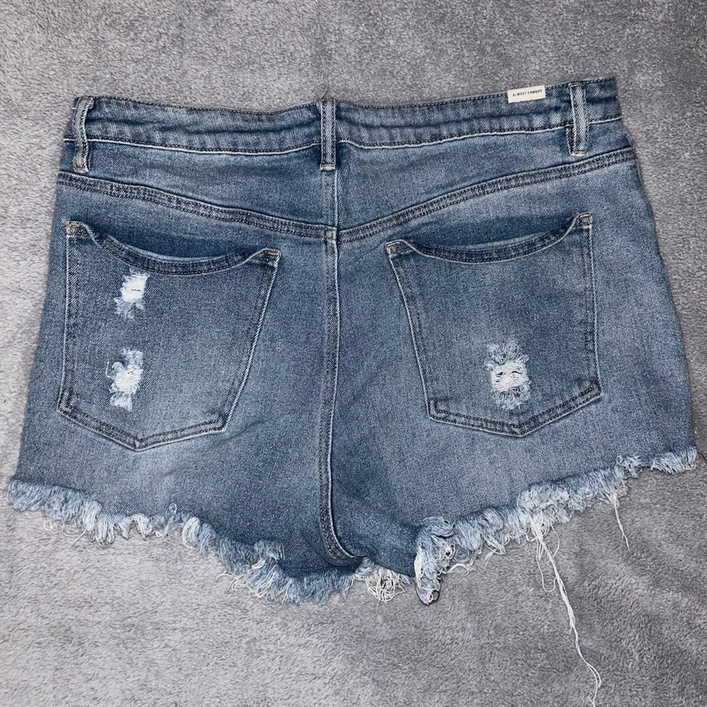 Almost Famous Frayed Hem Blue Jean Shorts - Picture 2 of 3